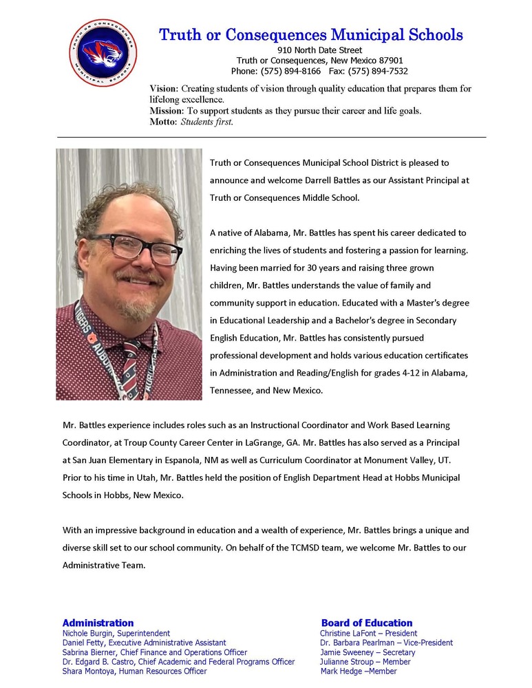 Darrell Battles Press Release