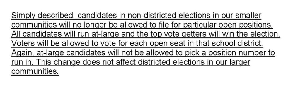 : Election Alert - Change in Filing Procedure for Non-Districted School Board Seats