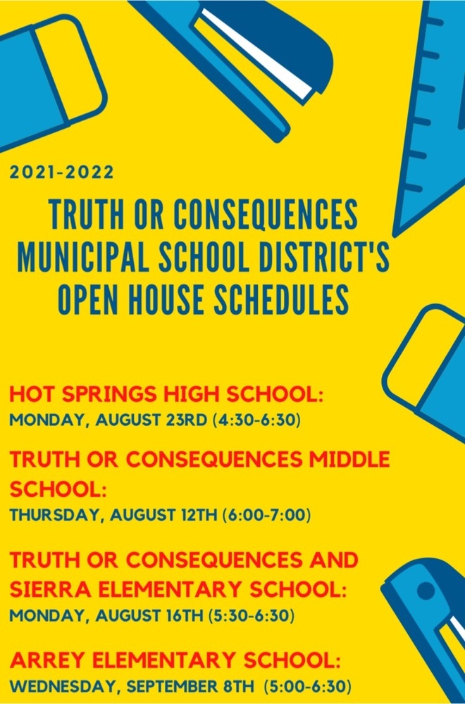 TorC Municipal School District Open House Schedules 